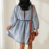 Rosie High Waist Loose Fit Denim Mini Dress