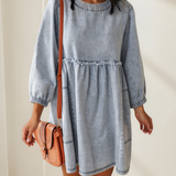 Rosie High Waist Loose Fit Denim Mini Dress