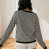 Sophia Button Placket Drop Shoulder Long Sleeve Sweater