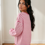 Sophia Button Placket Drop Shoulder Long Sleeve Sweater