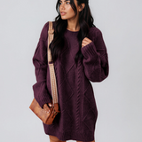 Cable Knit Drop Shoulder Loose Fit Sweater Dress