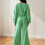 Miles Crop Pullover Drawstring Wide Leg Pants Set