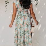 Kennedy Smocked Bodice Ruffled Sleeveless Tiered Floral Maxi Dress