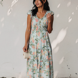 Kennedy Smocked Bodice Ruffled Sleeveless Tiered Floral Maxi Dress