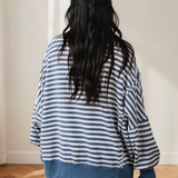 Hazel Raw Seam Split Hem Loose Pullover Sweatshirt