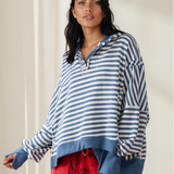 Hazel Raw Seam Split Hem Loose Pullover Sweatshirt