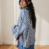 Hazel Raw Seam Split Hem Loose Pullover Sweatshirt
