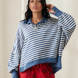 Hazel Raw Seam Split Hem Loose Pullover Sweatshirt