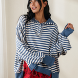Hazel Raw Seam Split Hem Loose Pullover Sweatshirt