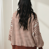 Hazel Raw Seam Split Hem Loose Pullover Sweatshirt