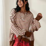 Hazel Raw Seam Split Hem Loose Pullover Sweatshirt