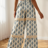 Maisie Lace Patchwork Detail Wide Leg Pants