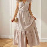 Gianna Flutter Sleeve Buttoned Dress