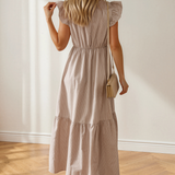 Gianna Flutter Sleeve Buttoned Dress