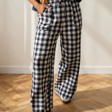 Gingham Tie Elastic Waist Shift Pants