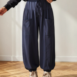 Fern Elastic Waist Drawstring Wide Leg Full Length Pants