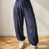 Fern Elastic Waist Drawstring Wide Leg Full Length Pants