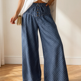 Abigail Polka Dot Wide Leg Jeans | Drawstring Denim