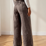 Jess Mineral Wash Seam Detail Flare Leg Drawstring Pants