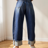 Brexley Raw Hem Turnup Loose Ankle-length Jeans