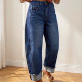 Brexley Raw Hem Turnup Loose Ankle-length Jeans