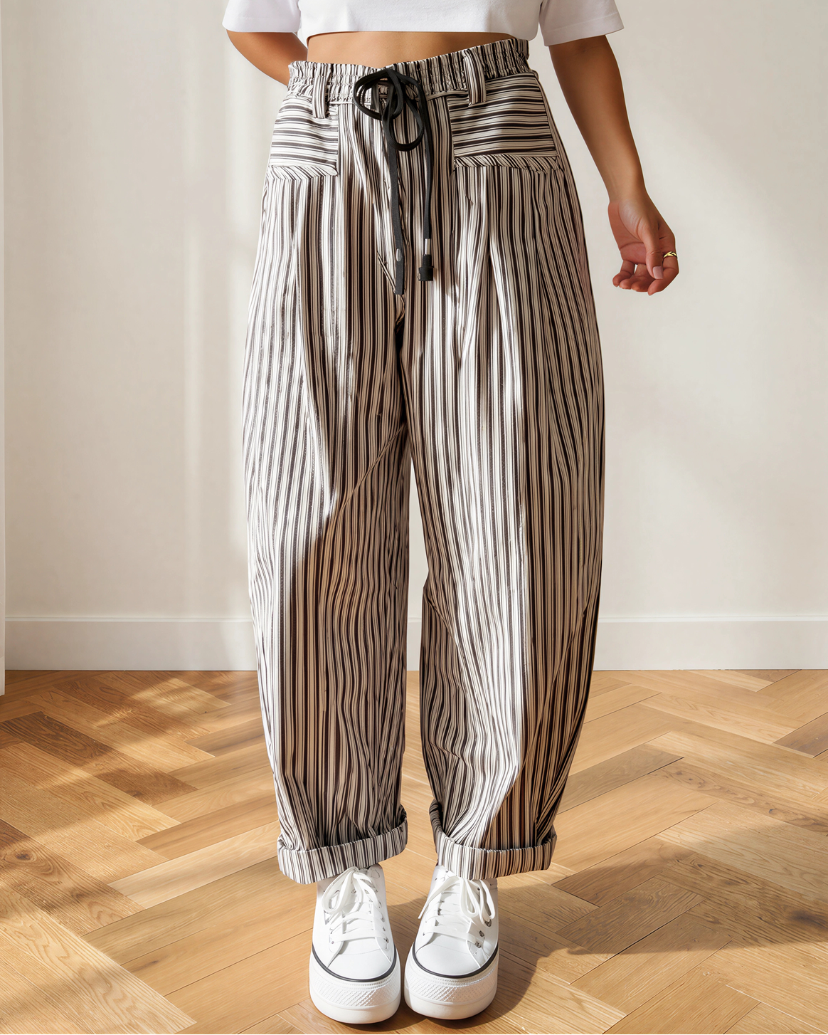 Lucy Stripe Drawstring Casual Loose Pants