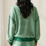 Gingham Crew Neck Long Sleeve Top and Skort Set