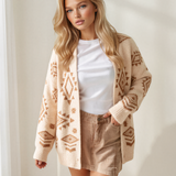 Emory Fuzzy Aztec Print Open Knit Sweater Tunic Cardigan
