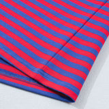 Stay Awhile Set Stripe Striped Ribbed Cotton Two-Piece Short Set with Chest Patch Detail - Red