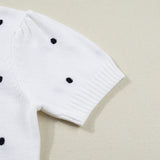 PREORDER River Polka Dot Bubble Short Sleeve Sweater - White | Dropship