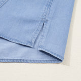 Blake Washed Drop Shoulder Bracelet Sleeve Chambray Shirt