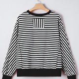 Annie Exposed Seam Drop Shoulder Casual Pullover Top - Black