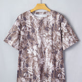 Drew Camouflage Woodland Print Drop Shoulder Tunic Tee - Brown
