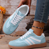 Joy Faux Suede PU Leather Color Block Patchwork Lace-up Shoes