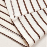 Serena Stripe Ribbed Round Neck Trim Loose Tank Top - Brown