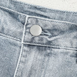 Scalloped Hemline Light Wash Denim Shorts - Dusk Blue
