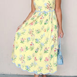 Laylani Contrast Trim Self-tie Straps High Waist Midi Dress