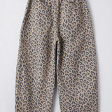 PREORDER Athena Leopard Print Drawstring Waist Pocketed Wide Leg Jeans | Dropship