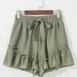 Dahlia Tie Waist Ruffle Hem Shorts