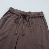 Jess Mineral Wash Seam Detail Flare Leg Drawstring Pants