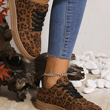 Coffee Leopard Print Contrast Heel Tab Sneaker