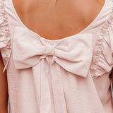 Macie Flutter Sleeve Square Neck Bow Back Mini Dress