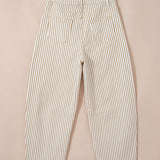 Lennox Stripe Casual Barrel Jeans - Khaki