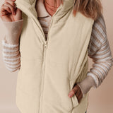 PREORDER Scottie Solid Color Corduroy Puffer Vest Coat - Beige | Dropship