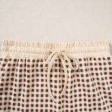 Gingham Crew Neck Long Sleeve Top and Skort Set