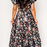 Calla V Neck Pleated Tiered Maxi Dress