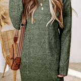 Cable Knit Drop Shoulder Loose Fit Sweater Dress