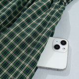 Daisy Plaid Square Neck Shirred High Waist Ruffle Hem Dress