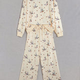 Mallard Print Crewneck Pullover Two Piece Pants Set