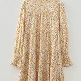 PREORDER Evie Floral Print Frilly Trim Smocked Cuff Long Sleeve Loose Shirt Dress | Dropship